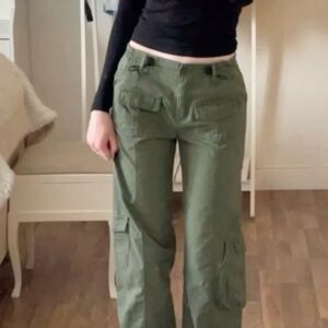 RSQ wide leg army green cargo utility pants size 29" x 30"